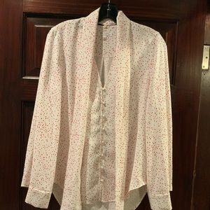 Equipment White Red Polka Dot Blouse